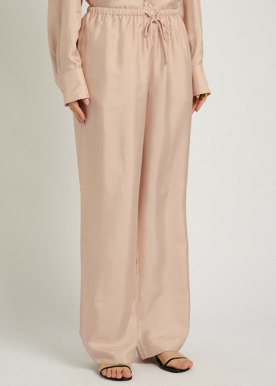Rohe Drawstring Straight-leg Silk Trousers Rose