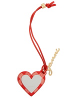 Ganni Bou Heart Mirror Leather Keyring - Red - One Size