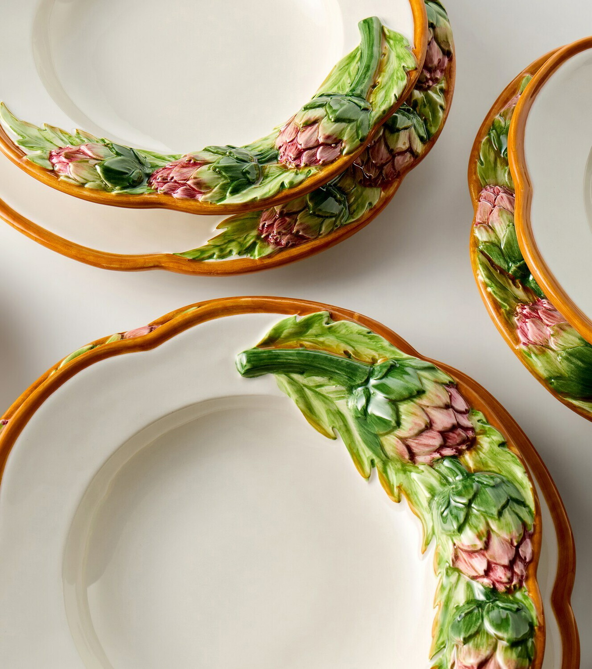 Les-Ottomans Artichoke set of 4 ceramic pasta bowls