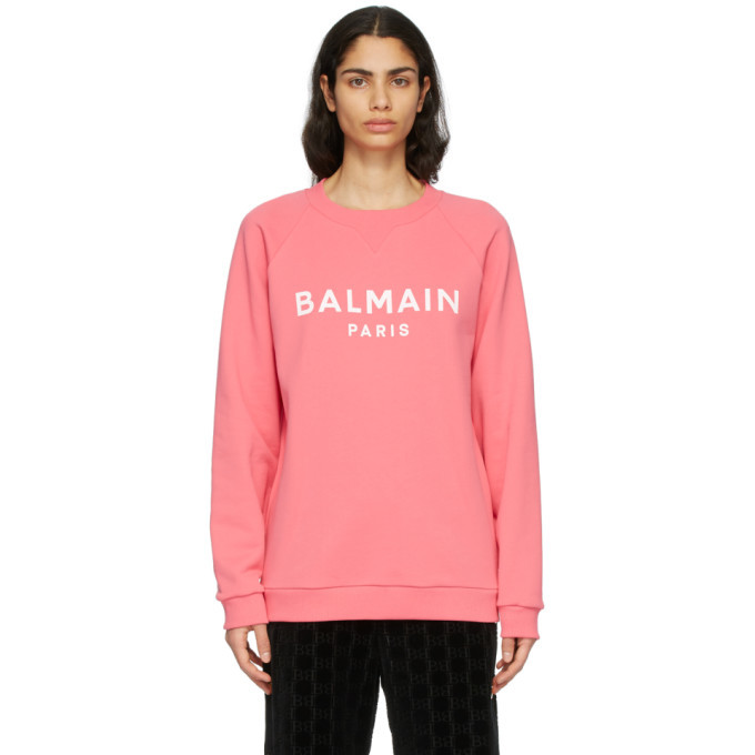 Balmain Pink and White Logo Sweatshirt Balmain