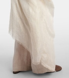 Brunello Cucinelli Fringed linen-blend cape