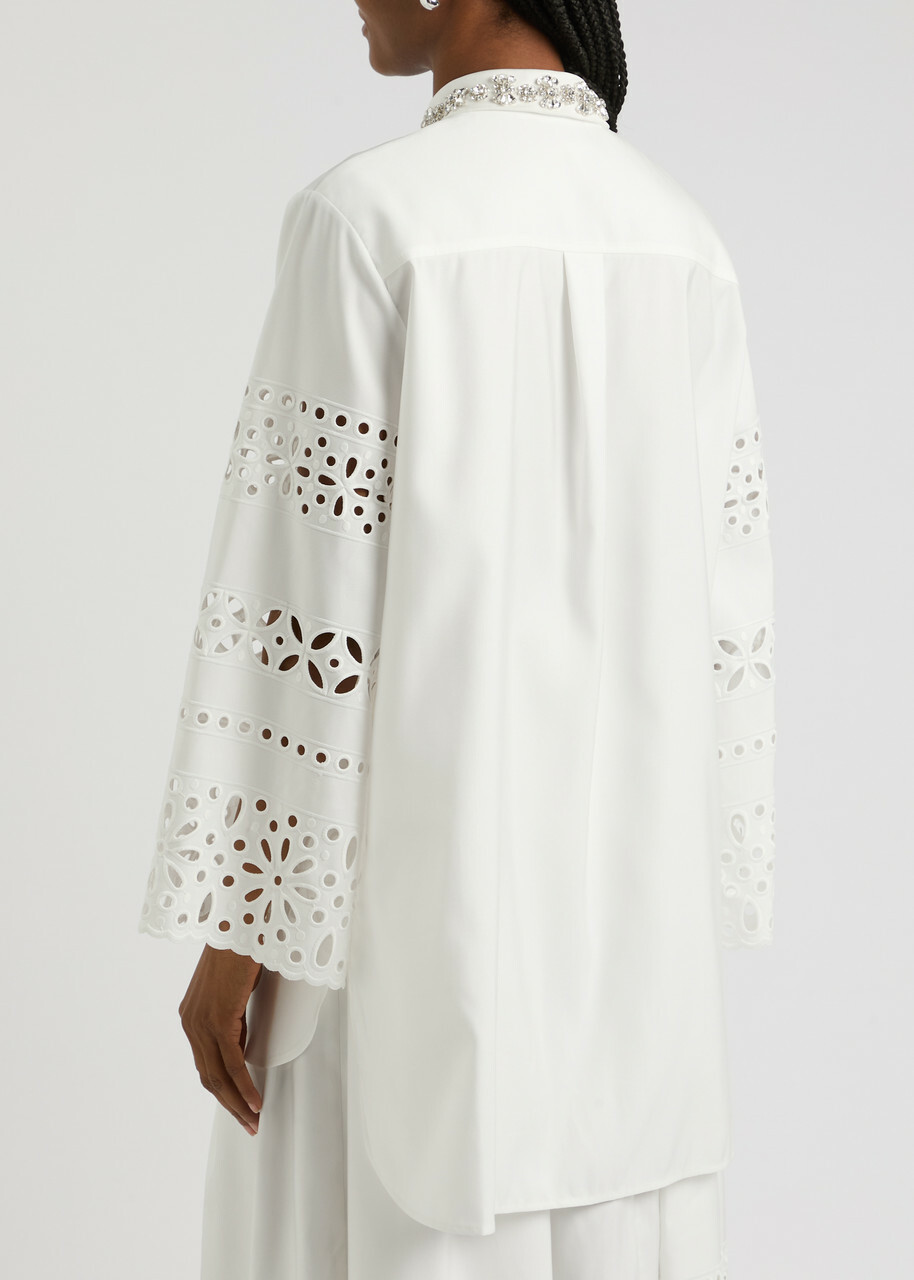 Huishan Zhang Logan Crystal-embellished Faille Shirt White