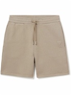 AMI PARIS - Straight-Leg Logo-Embossed Cotton-Blend Jersey Drawstring Shorts - Neutrals