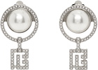 Balmain Silver Pearl Art Deco Rhinestones Earrings