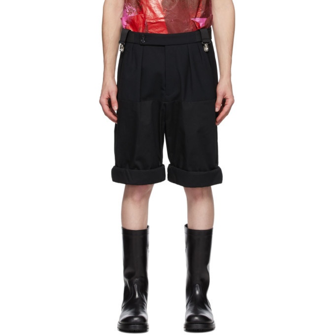 Photo: Raf Simons Black Wool Rolled Up Wide-Fit Shorts