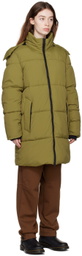 The Very Warm Green Long Hooded Puffer Jacket