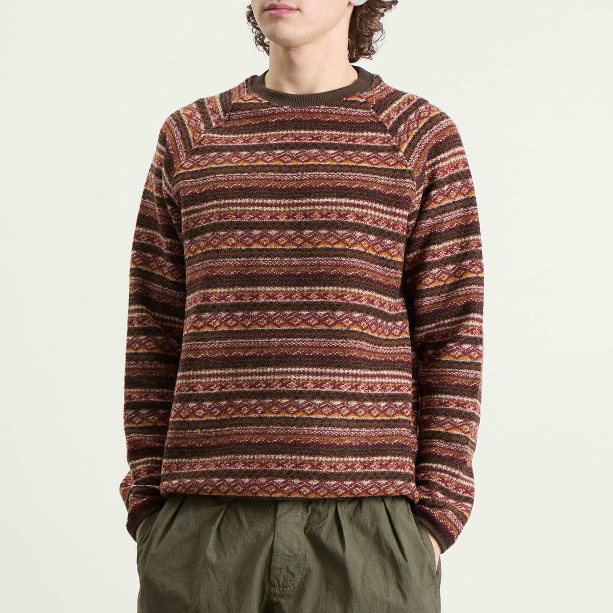 Kestin Men's Junction Knitted Fairisle Sweatshirt in Umber