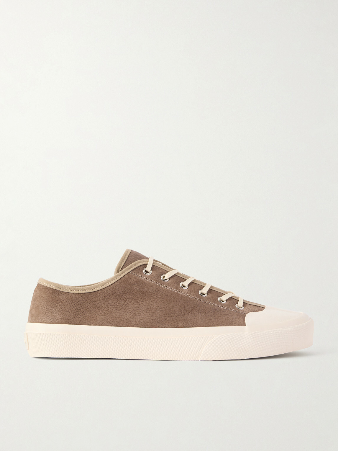 MORJAS - Plimsoll Rubber-Trimmed Leather Sneakers - Brown