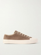 MORJAS - Plimsoll Rubber-Trimmed Leather Sneakers - Brown