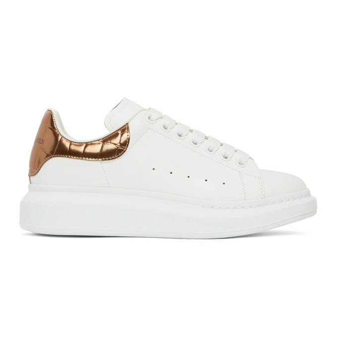 Photo: Alexander McQueen White and Rose Gold Croc Oversized Sneakers
