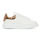 Alexander McQueen White and Rose Gold Croc Oversized Sneakers