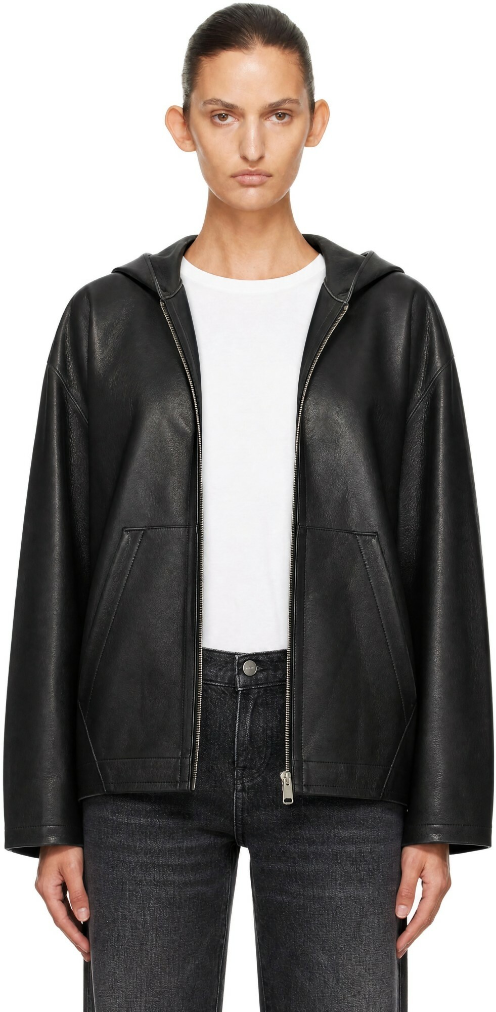 KHAITE Black Darlo Leather Jacket