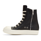 Rick Owens Black and Off-White High-Top Sneakers