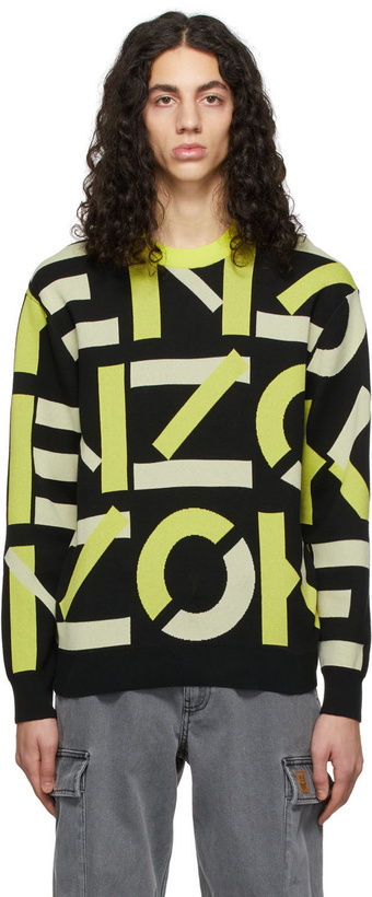 Photo: Kenzo Black & Green Monogram Classic Sweater