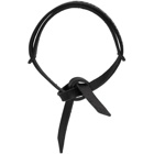 Saint Laurent Black Leather Tied Logo Bracelet