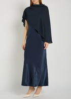 Reformation Lilibeth Cape-effect Silk Midi Dress Navy