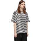 Needles White and Black Striped Logo T-Shirt