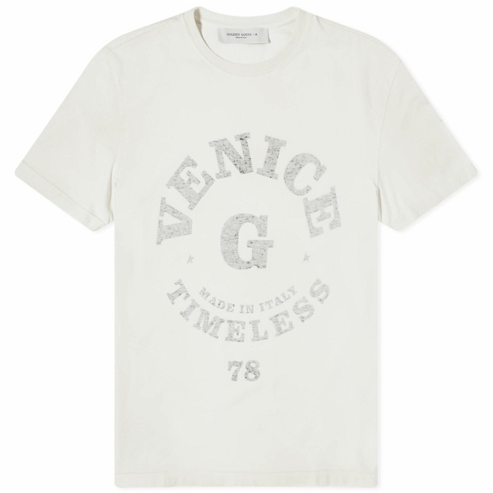Photo: Golden Goose Men's Venice Print T-Shirt in Heritage White/Black