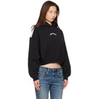 Palm Angels Black Curved Logo Loose Crop Hoodie
