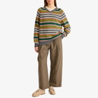 DONNI. Women's Cotton Cashmere Stripe V-Neck Jumper in Charcoal Grey