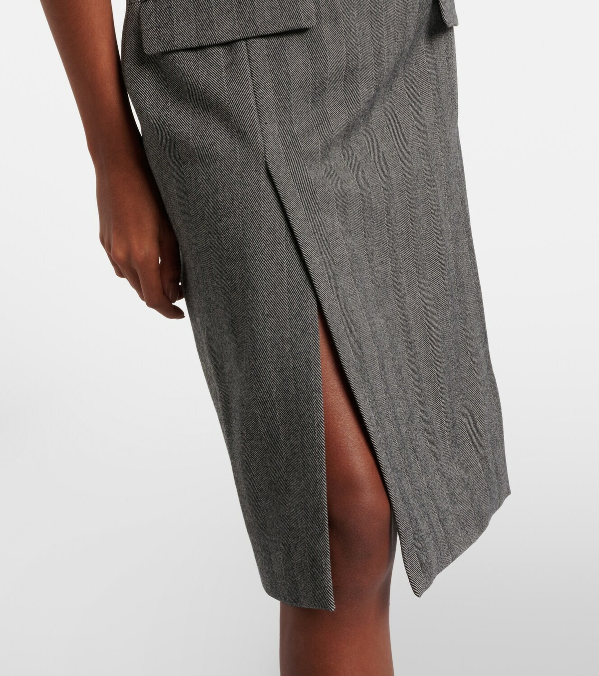 Ferragamo Chevron wool-blend midi dress