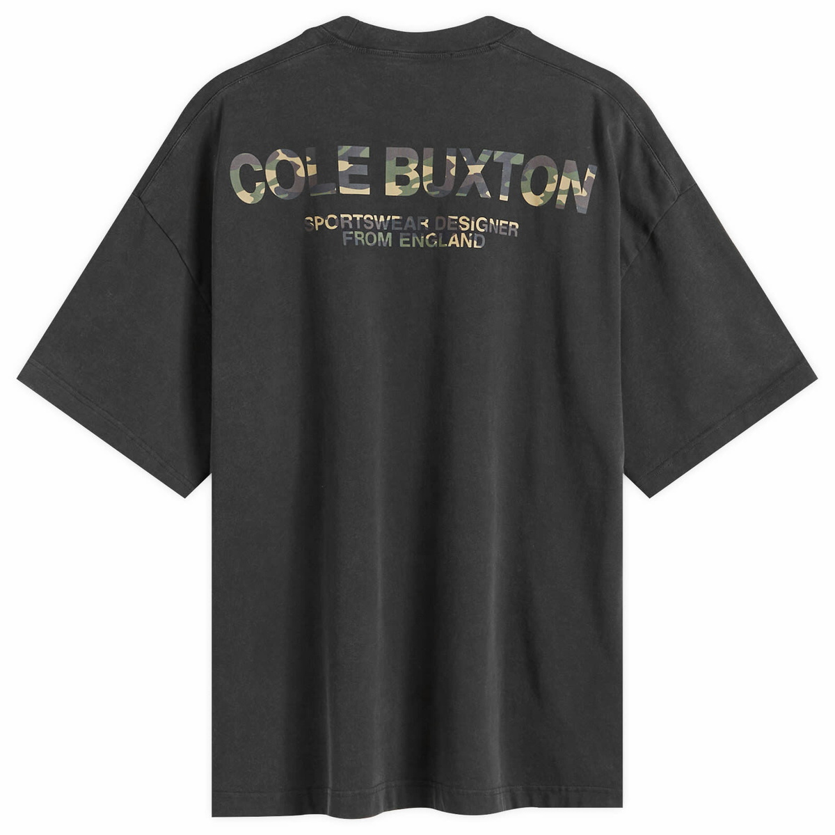 END. x Cole Buxton Camo Sportswear T-Shirt in Vintage Black