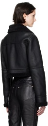 LVIR Black Pin-Buckle Faux-Shearling Jacket