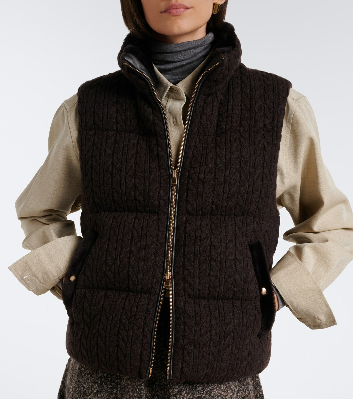 Agnona Cable-knit cashmere puffer vest
