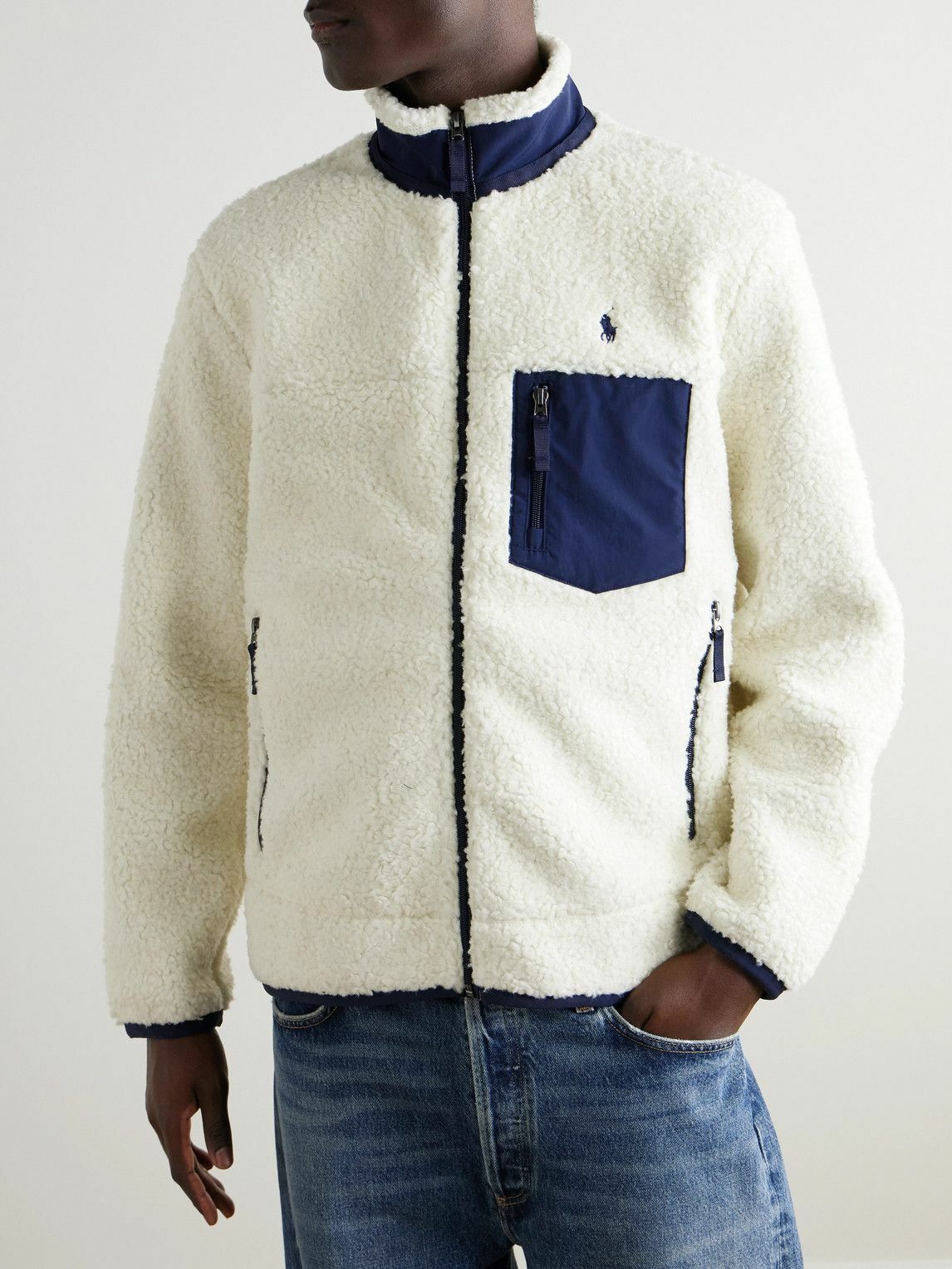 Polo Ralph Lauren - Logo-Embroidered Shell-Trimmed Fleece Jacket