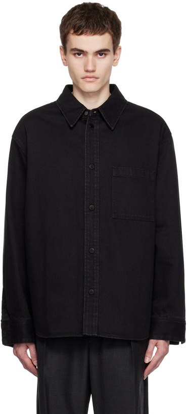 Photo: Solid Homme Black Embroidered Denim Shirt