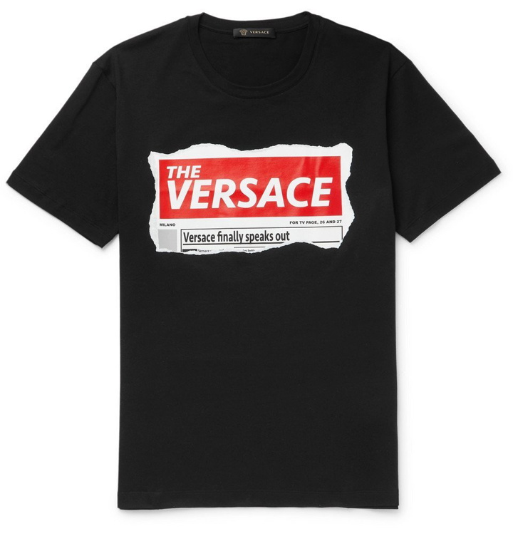 Photo: Versace - Logo-Print Cotton-Jersey T-Shirt - Black