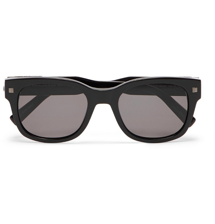 Photo: Ermenegildo Zegna - Square-Frame Acetate Sunglasses - Black