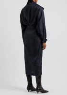 Dorothee Schumacher Trench It Up Iii Belted Silk Midi Dress Navy
