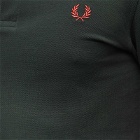Fred Perry Authentic Men's Slim Fit Twin Tipped Polo Shirt in Night Green/Bright Pink/Washed Red