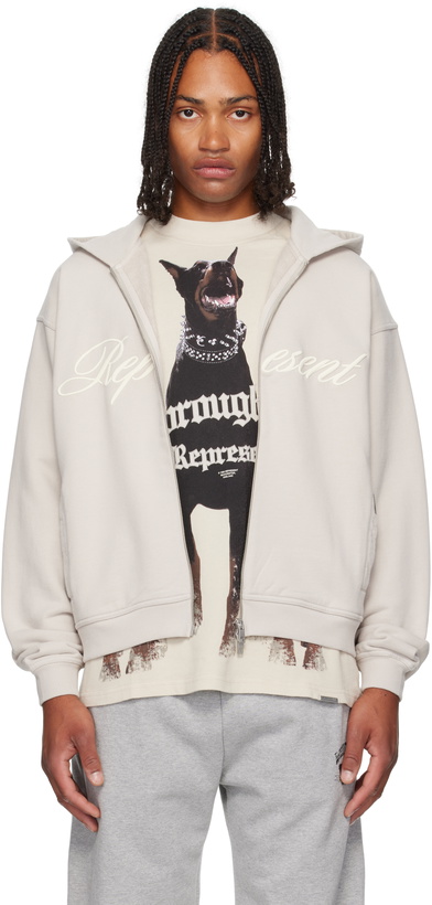 Photo: Represent Gray Script Logo Zip Hoodie