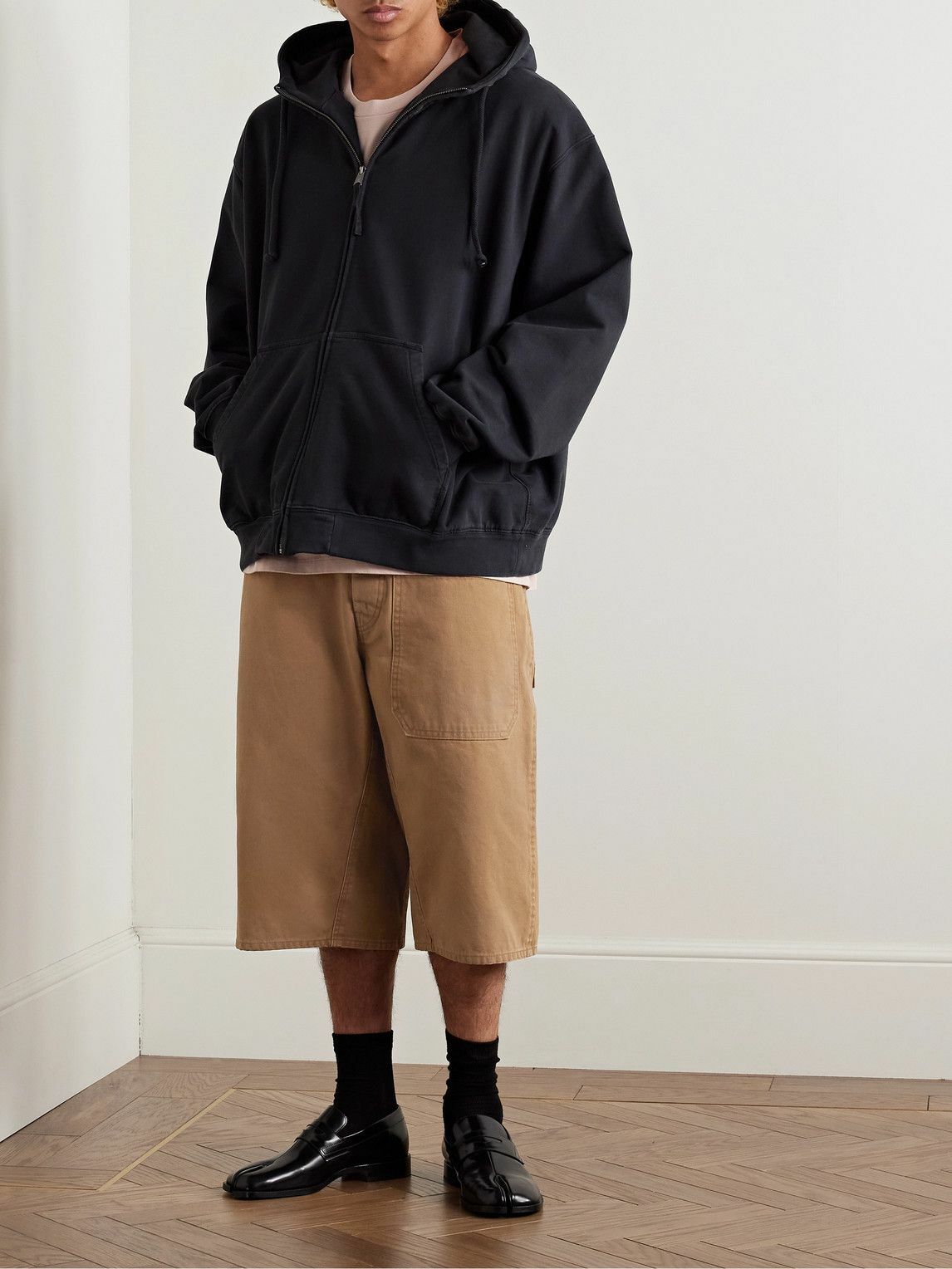 Maison Margiela - Wide-Leg Cotton-Canvas Shorts - Brown Maison