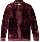 AMI - Crushed-Velvet Shirt - Burgundy