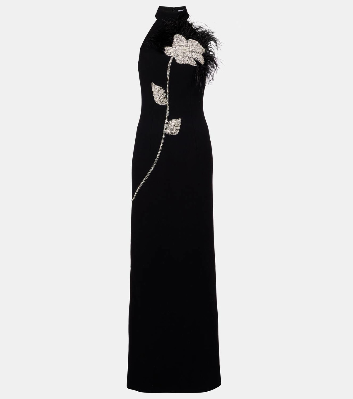 REBECCA VALLANCEC◆Starlight embellish feather-trimmed gown Rebecca Vallance Starlight embellished feather-trimmed gown
