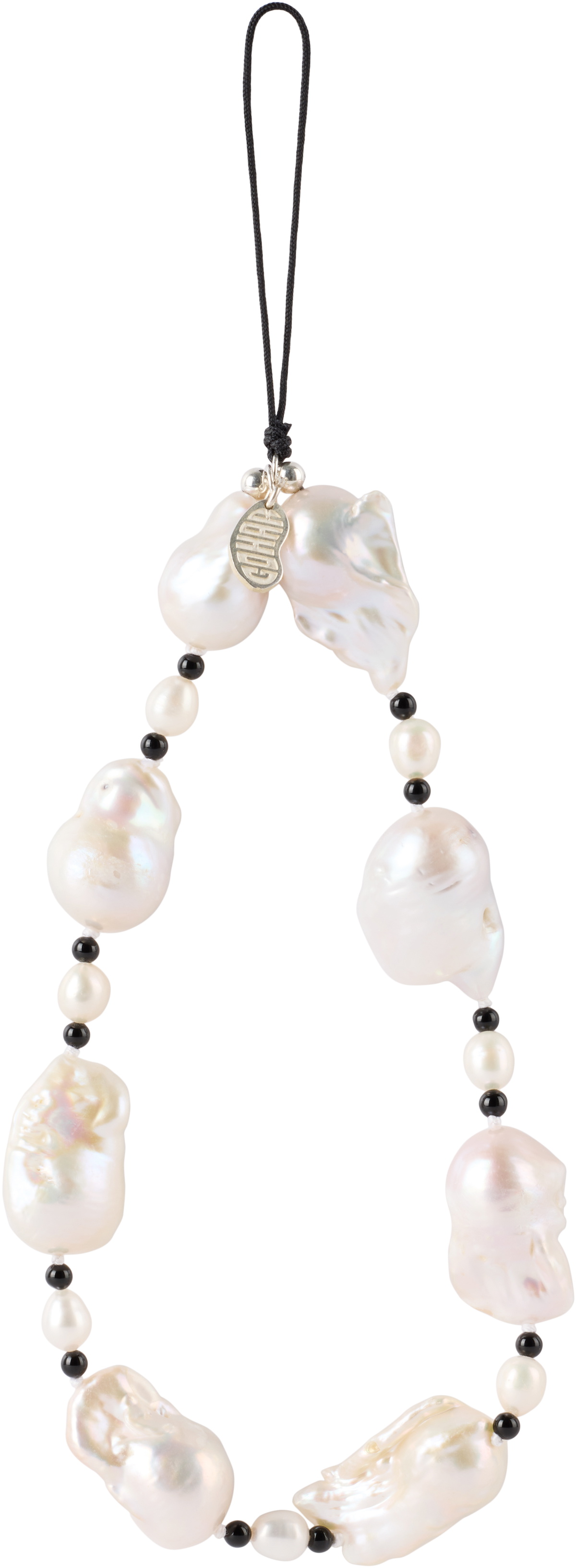 Gohar World White & Black Phone Charm Wristlet Strap
