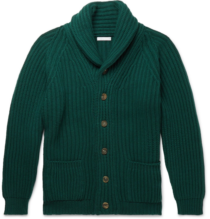 Photo: Anderson & Sheppard - Shawl-Collar Ribbed Cashmere Cardigan - Green