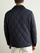 Ralph Lauren Purple label - Carleton Corduroy and Suede-Trimmed Quilted Shell Down Jacket - Blue