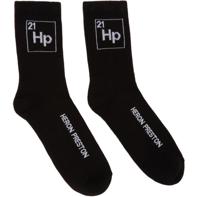 Photo: Heron Preston Black and White Long HP Periodic Socks