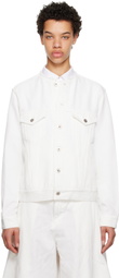 Black Comme des Garçons White Collarless Jacket