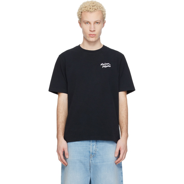 Photo: Maison Kitsuné Black 'Maison Kitsuné' Handwriting Comfort T-shirt