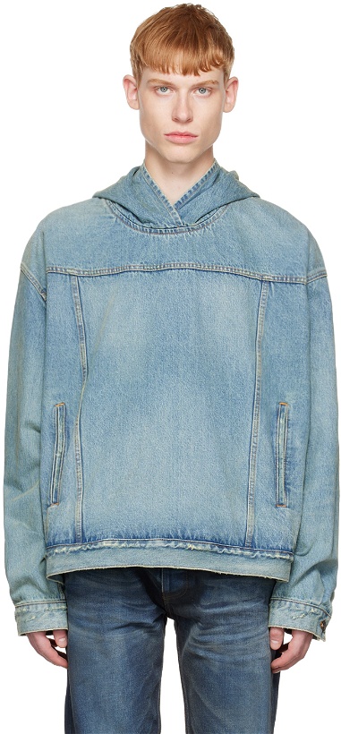 Photo: Balenciaga Blue Pull-Over Denim Jacket
