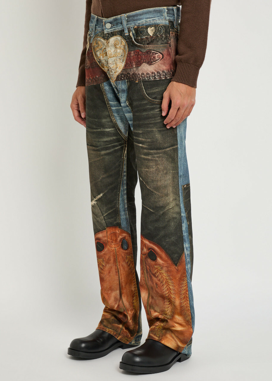 Acne Studios 2010 Printed Straight-leg Jeans Blue