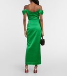 Rasario Draped off-shoulder satin midi dress