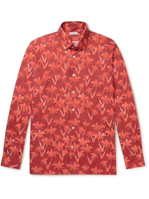 Photo: KITON - Button-Down Collar Printed Cotton Shirt - Red - 41
