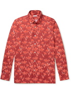 KITON - Button-Down Collar Printed Cotton Shirt - Red - 41