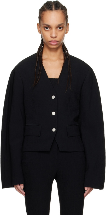 Photo: Nanushka Black Kiyo Seersucker Blazer